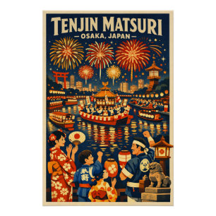 Tenjin Matsuri Festival in Osaka, Japan Reise Poster