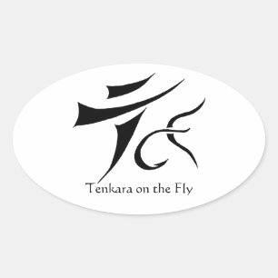 Tenkara auf dem Fly Oval Sticker