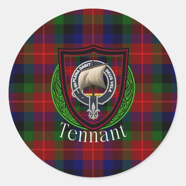Tennant Scottish Clan Tartan & Crest Runder Aufkleber (Vorderseite)