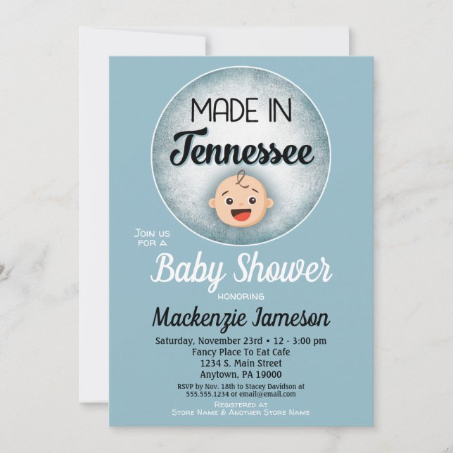 Tennessee Baby shower Funny Blue Boys Invitation (Devant)