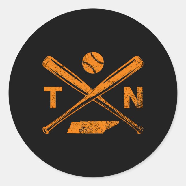 Tennessee Baseball Bats Baseball Spieler Runder Aufkleber (Vorderseite)