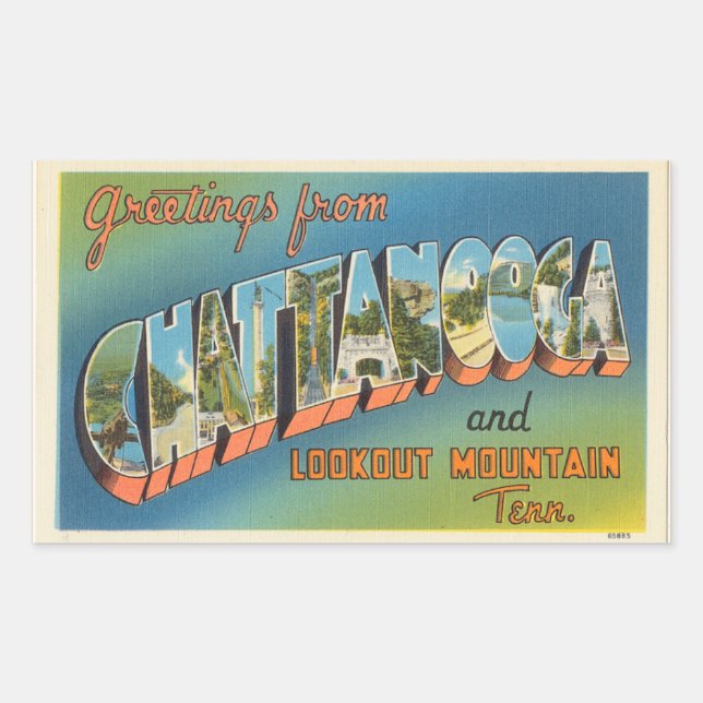 Tennessee, Blatt 4 Chattanooga-Aufkleber Rechteckiger Aufkleber (Vorderseite)