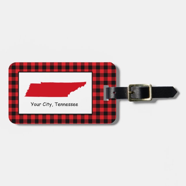 Tennessee Buffalo Karierter Gepäcktag Gepäckanhänger (Vorderseite horizontal)