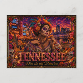 Tennessee Día de los Muertos Retro Postkarte