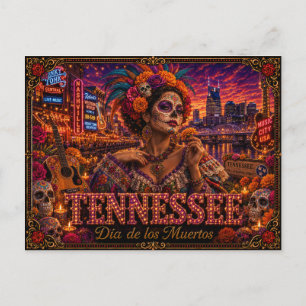Tennessee Día de los Muertos Retro Postkarte
