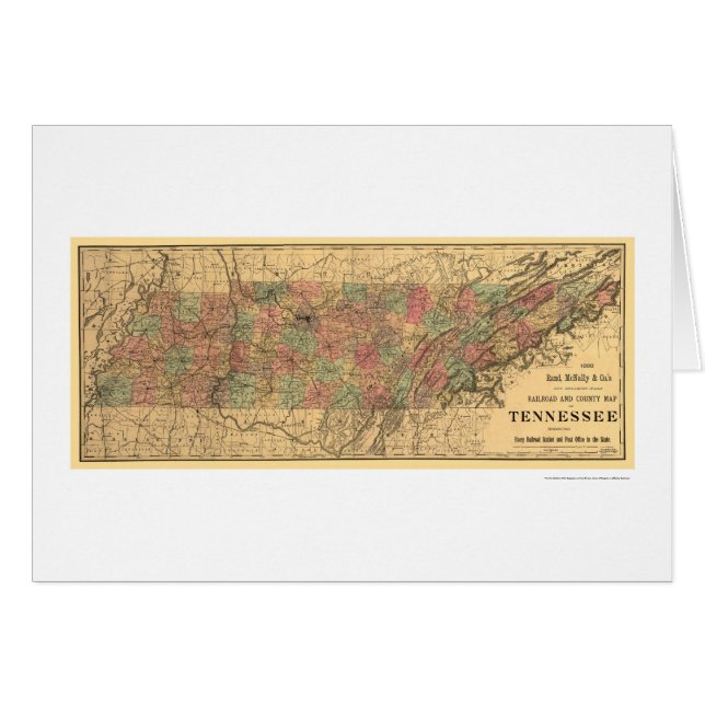 Tennessee-Eisenbahn u. Post-Karte 1888 (Vorderseite (Horizontal))
