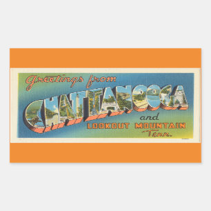 Tennessee, feuille de 4 autocollants Chattanooga