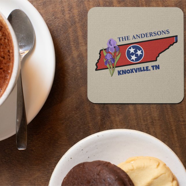 Tennessee Flag & Blume Lila Iris-Eigener Text Getränkeuntersetzer (Von Creator hochgeladen)