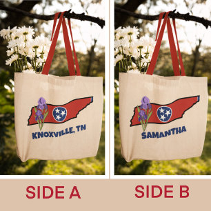 Tennessee Flag & Blume Lila Iris-Eigener Text Tragetasche