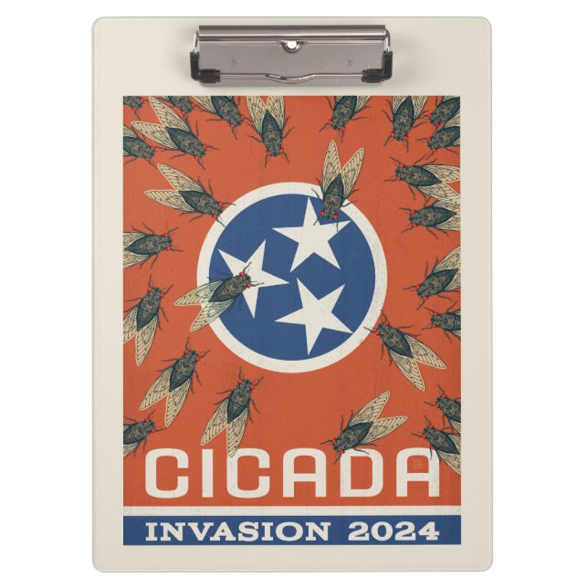 Tennessee Flag Cicada Invasion Klemmbrett (Vorderseite)