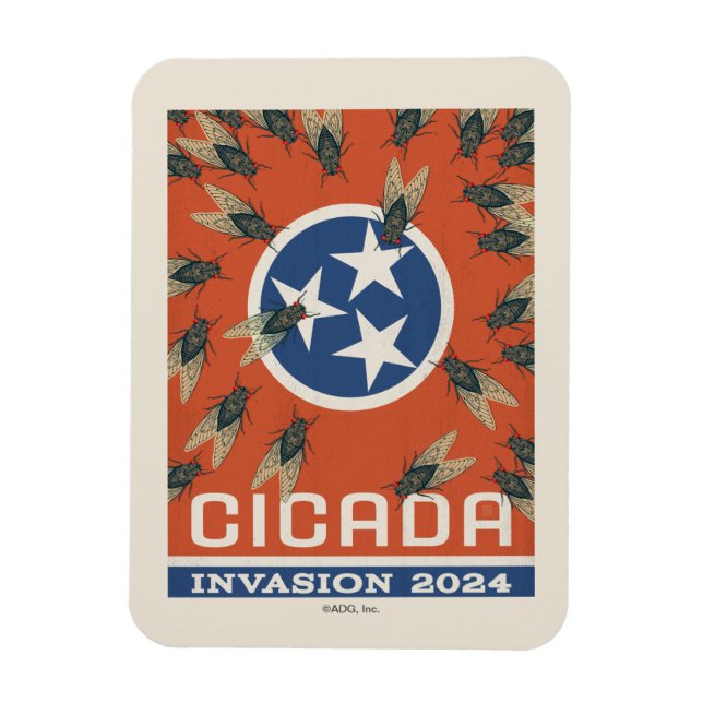 Tennessee Flag Cicada Invasion Magnet (Vertikal)
