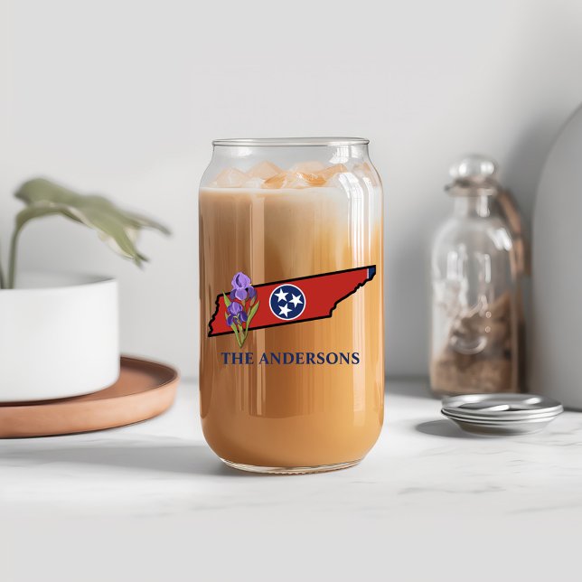 Tennessee-Flag mit Staat-Blume Iris benutzerdefini Dosenglas (Von Creator hochgeladen)