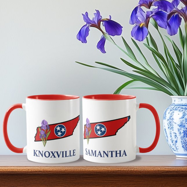 Tennessee-Flag mit Staat-Blume Iris benutzerdefini Tasse (Von Creator hochgeladen)