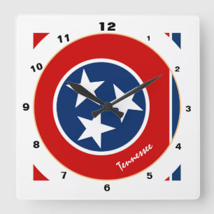 Tennessee Flag & Tennessee fashion /design USA Quadratische Wanduhr