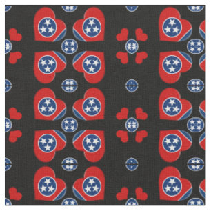 Tennessee Flag & Tennessee Herz Fashion Fabric Stoff