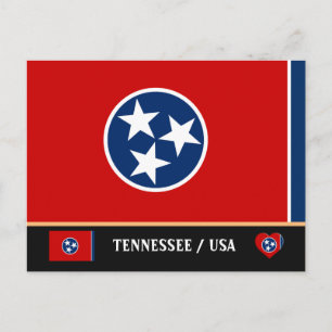 Tennessee-Flagge & Tennessee-Staat USA / Amerika Postkarte