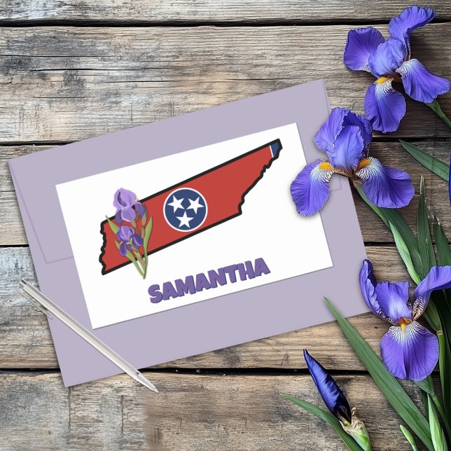 Tennessee-Flagge und Lila Iris-Blume Rechteckiger Aufkleber (Von Creator hochgeladen)