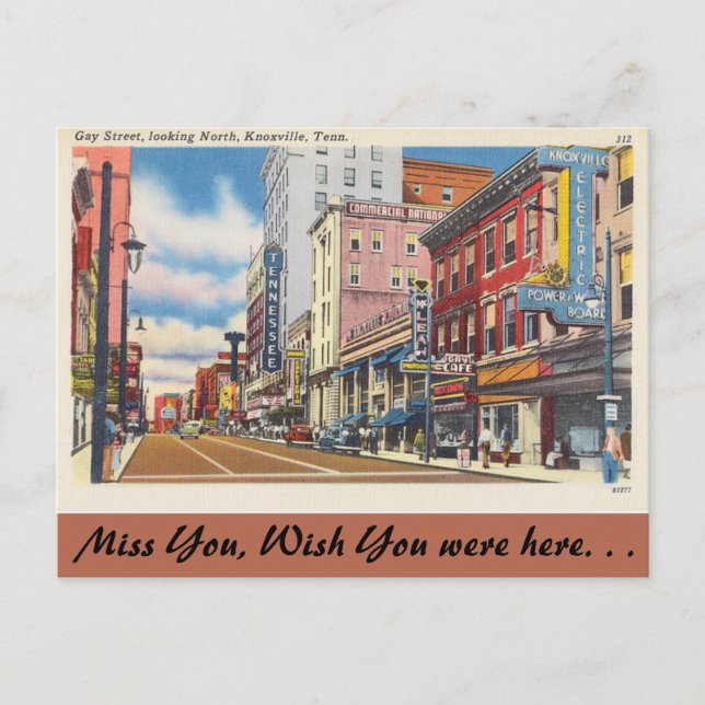 Tennessee, Gay Street, Knoxville Postkarte (Vorderseite)