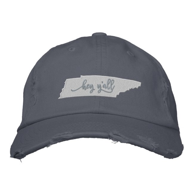 Tennessee Hey Y'all Hat - Blau Bestickte Baseballkappe (Vorderseite)