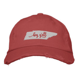 Tennessee Hey Y'all Hat - Red Bestickte Baseballkappe