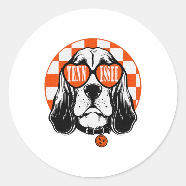 Tennessee Hound Orange White Rocky Top TN Dog Runder Aufkleber (Vorderseite)