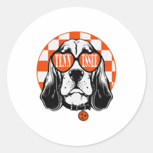 Tennessee-Hund Orange Weiß Rocky Top TN Hund Runder Aufkleber