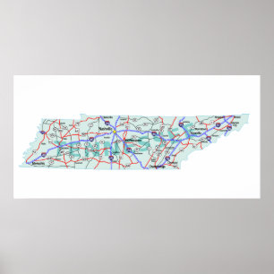 Tennessee Interstate Map drucken Poster