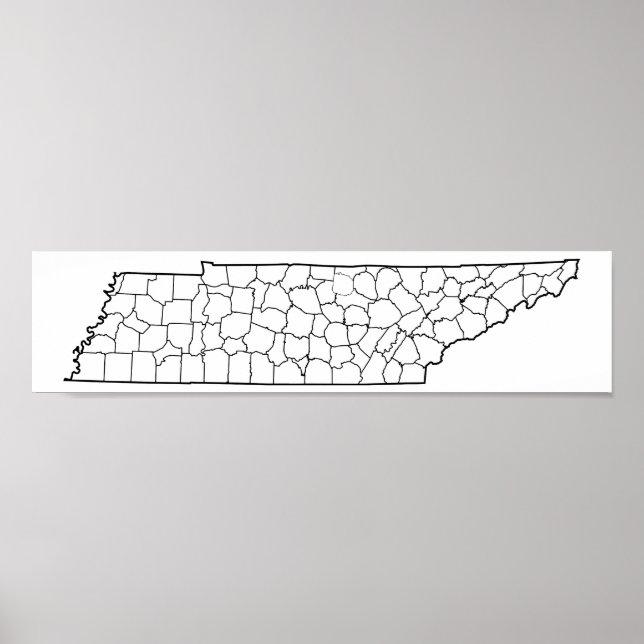 Tennessee Landkreises Leere Kontur Karte Poster (Vorne)