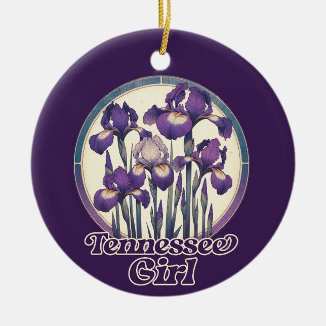 Tennessee Lila Iris Blume Keramik Ornament (Vorne)