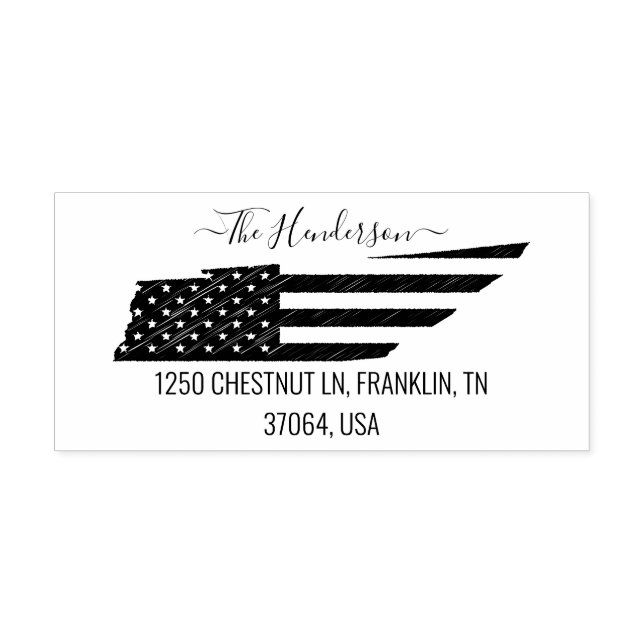 Tennessee Map USA Flag Rücksendeadresse Custom Permastempel (Design)