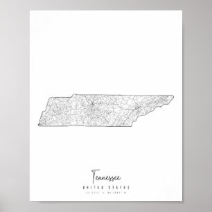 Tennessee Minimal Street Karte Poster