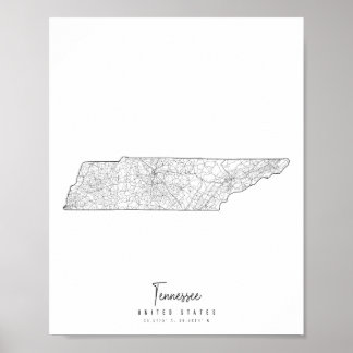 Tennessee Minimal Street Karte Poster