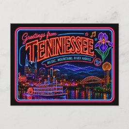 Tennessee Neon State Retro Vintage Postkarte