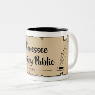 Tennessee Notary Public Scroll Feather Quill Zweifarbige Tasse