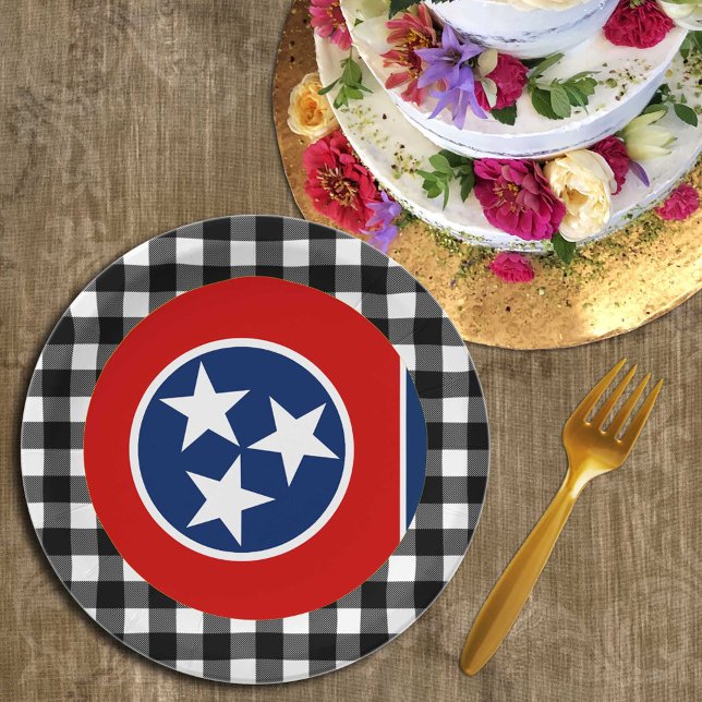 Tennessee Plate, Buffalo kariert USA, Tennessee Fl Pappteller (Von Creator hochgeladen)