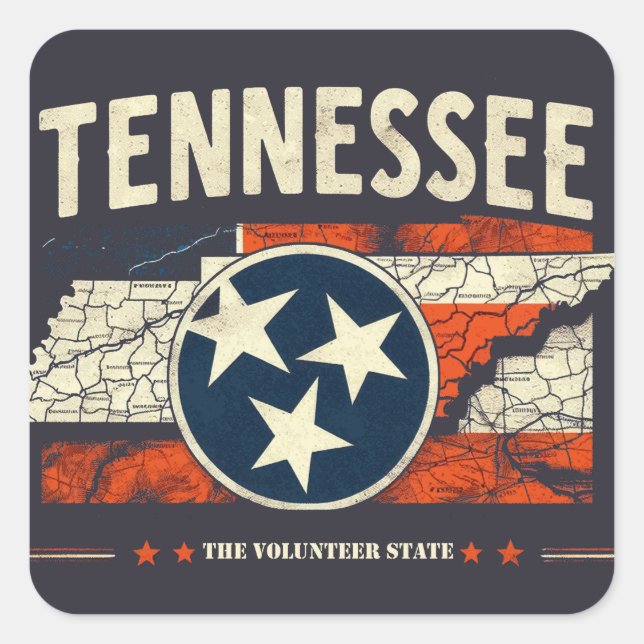 Tennessee Quadratischer Aufkleber (Vorderseite)