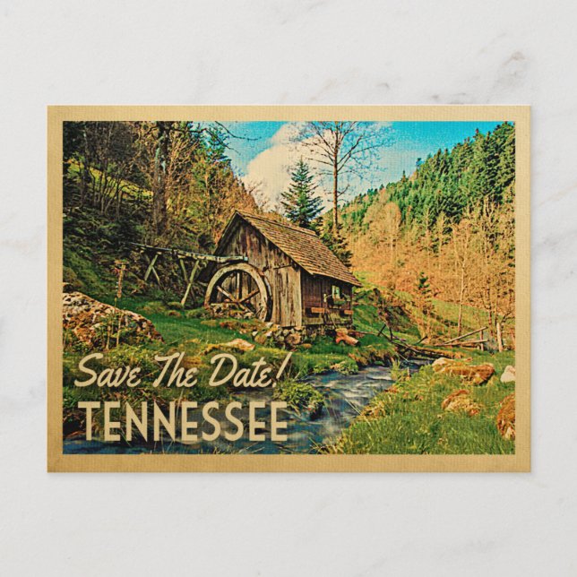 Tennessee Save the Date Rustikale Hüttenmeilenholz Ankündigungspostkarte (Vorderseite)