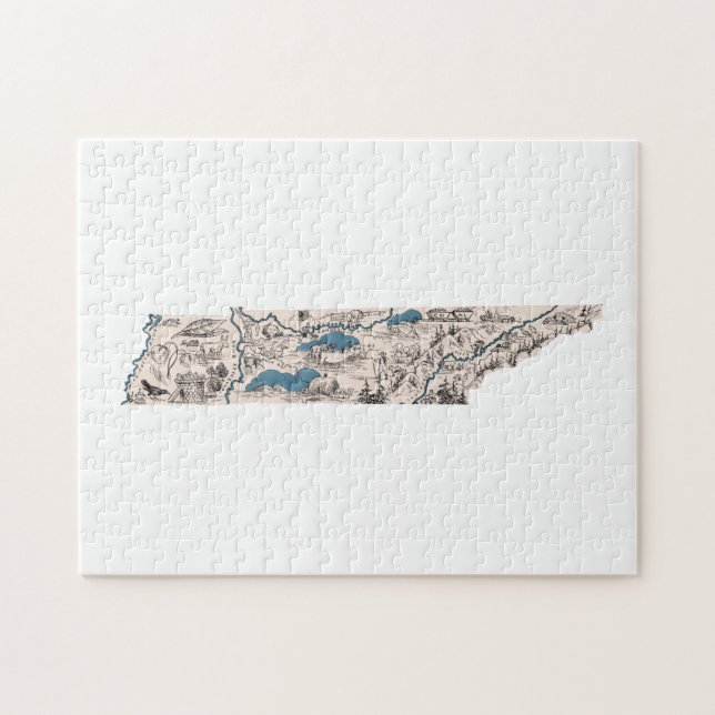 Tennessee Shaped Tennessean Vintage Karte (Horizontal)