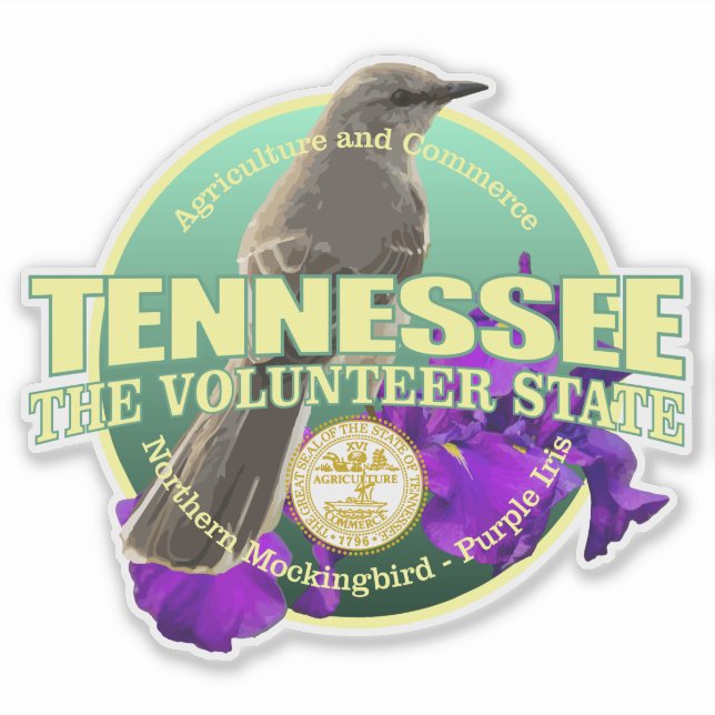 Tennessee Staat Bird & Blume Aufkleber (Vorderseite)