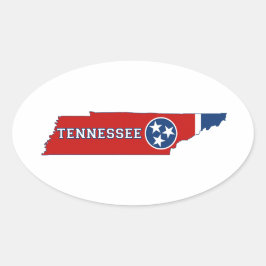 Tennessee-Staats-Flagge und Karte Ovaler Aufkleber