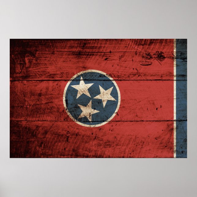 Tennessee Staatsflagge auf Altholzkörner Poster (Vorne)