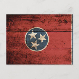 Tennessee Staatsflagge auf Altholzkörner Postkarte