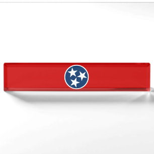 Tennessee Staatsflagge Blaue weiße Sterne Namensplakette