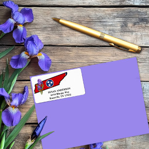 Tennessee Staatsflagge und Blume Lila Iris Adressaufkleber