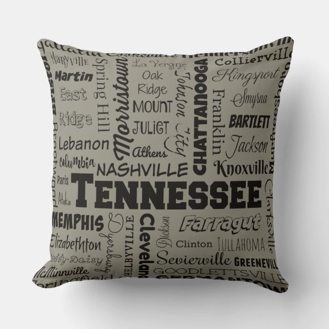 Tennessee-Stadt-Wurfs-Kissen im Grau und im Kissen (Vorderseite)
