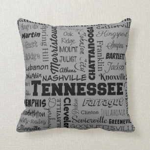 Tennessee-Stadttypographie, grau Kissen