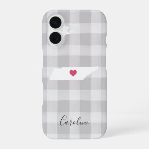 Tennessee State Silhouette Rustic Gray Karo iPhone 16 Hülle