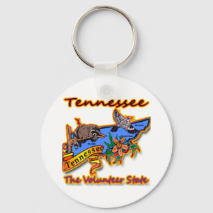 Tennessee The Volunteer State Racoon Flower Bird B Schlüsselanhänger