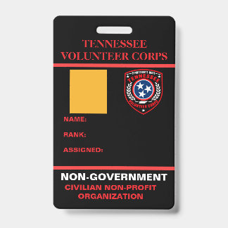 Tennessee Volunteer Corps Personalausweis Ausweis