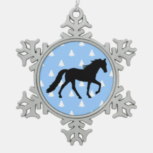 Tennessee Walking Horse Weiße Weihnachtsbäume Schneeflocken Zinn-Ornament